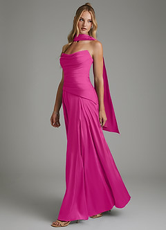 Azazie Gabriela Brautjungfernkleider A-Linie Korsett Stretch-Satin Kleid Fuchsia image6