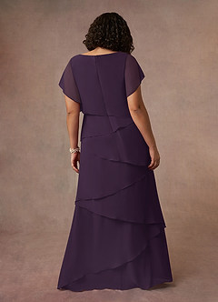 Azazie OHara Mother of the Bride Dresses Plum A-Line V-Neck Chiffon Dress image14