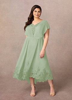Azazie Palana Mother of the Bride Dresses Dusty Sage A-Line Lace Chiffon Dress image6