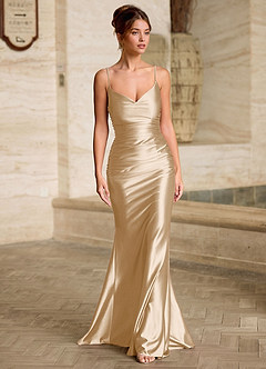 Scarlett Errötender Champagner Rückenfreies Meerjungfrauen-Abendkleid mit Schnürung image3