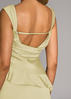 Azazie Sloane Bridesmaid Dresses Lemon Sorbet A-Line Sweetheart Neckline Stretch Satin Dress image5