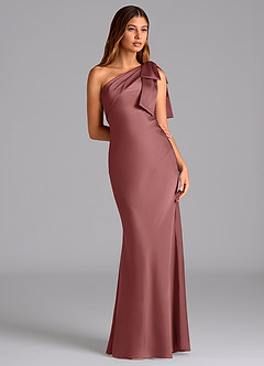 Azazie Yuanna Bridesmaid Dresses Amethyst Mermaid One Shoulder Stretch Satin Dress image5