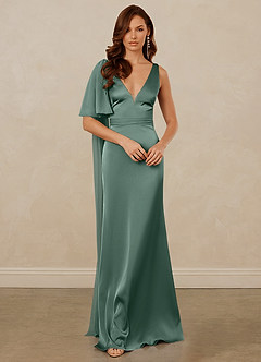 Christian Siriano Bridal for Azazie 1011 Bridesmaid Dresses Eucalyptus Mermaid Bow Stretch Satin Dress image3