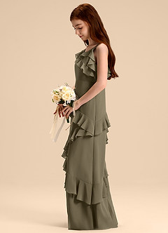 Azazie Evara Junior Willow Green A-Line Chiffon Dress image5