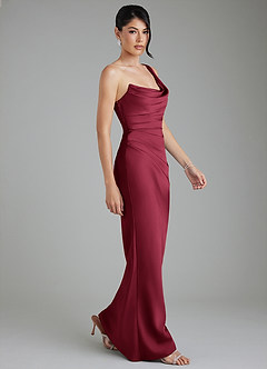 Azazie Sabrina Bridesmaid Dresses Burgundy Mermaid Corset Stretch Satin Dress image9