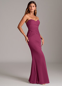 Azazie Katelyn Bridesmaid Dresses Mulberry Sheath Strapless Mesh Convertible Dress image4