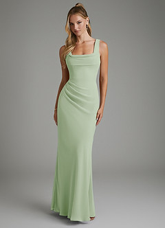 Azazie Asa Bridesmaid Dresses Dusty Sage Sheath Corset Chiffon Dress image1