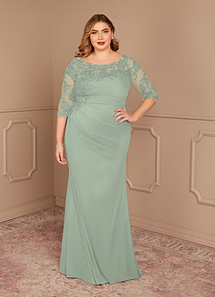 Azazie Alisondra Mother of the Bride Dresses Dusty Sage Sheath Scoop Lace Lace Dress image8