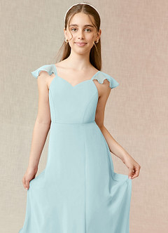 Azazie Everett Junior Sea Glass A-Line Chiffon Dress image5