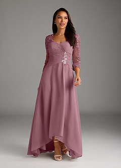 Azazie Devereaux Abiti per la Madre della Sposa Abito A-Line in Chiffon Pizzo Vintage Malva image1