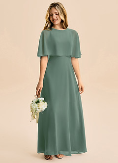 Azazie Maris Junior Abito A-Line in Chiffon Eucalipto image6