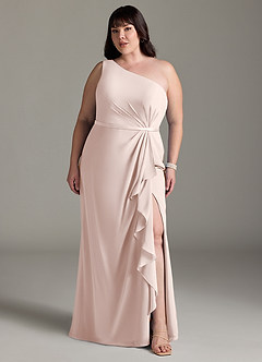 Azazie Liza Brautjungfernkleider Meerjungfrau-Linie One-Shoulder Chiffon Kleid Blassrosa image6