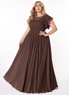 Azazie Daphne Modest Bridesmaid Dresses A-Line Ruffled Chiffon Floor-Length Dress image6