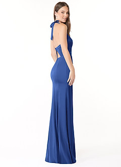 Azazie Emeria Bridesmaid Dresses Royal Blue Mermaid Pleated Stretch Satin Dress image5