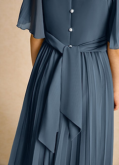 Azazie Gisele Abiti da Ragazza di Fiori Abito A-Line in Chiffon Plissettato Blu Nettuno image7