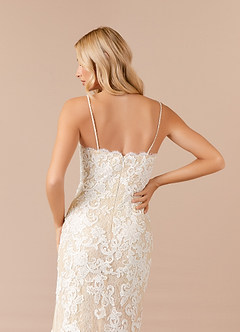 Azazie Mireya Wedding Dresses Diamond White Champagne Sheath Sequins Tulle Dress image9