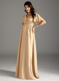 Azazie Verna Brautjungfernkleider für Schwangere A-Linie Gestreift Stretch-Satin Bodenlänge Kleid image4