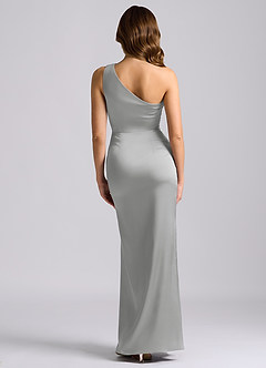 Azazie Akilah 신부 들러리 드레스 인어 한쪽 어깨 스트레치 새틴 바닥 길이 드레스 image2