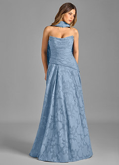 Azazie Gabriela Bridesmaid Dresses Powder Blue A-Line Strapless Floral Burnout Dress image3