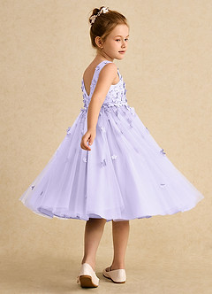 Azazie Lana Flower Girl Dresses Lilac A-Line Sleeveless Matte Satin Dress image4