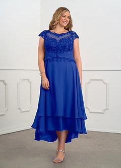 Azazie Shonda vestidos de madre de la novia Vestido de Azul Real de Gasa con Encaje image8