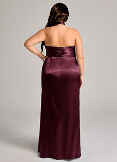 Azazie Jemma Bridesmaid Dresses Cabernet Sheath Pleated Metallic Satin Dress image9