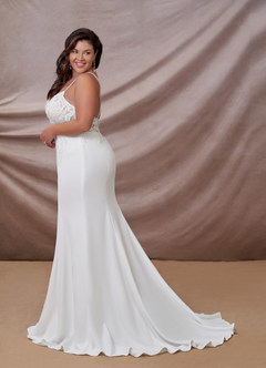 Azazie Saffron Robes de mariée Robe Sirène en Crêpe Élastique Paillettes Sweetheart Blanc De Diamant image11