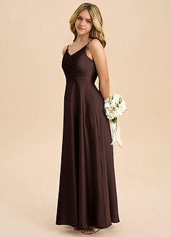 Azazie Bug Junior Abito A-Line in Raso Elasticizzato Plissettato Ganache image7