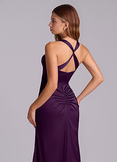 Azazie Amelie Suknie dla druhen Linia A Pofałdowany Satyna elastyczna Do ziemi Sukienka image2