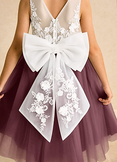 Azazie Lina Flower Girl Dresses Ivory Sangria Ball-Gown Lace Dress image7