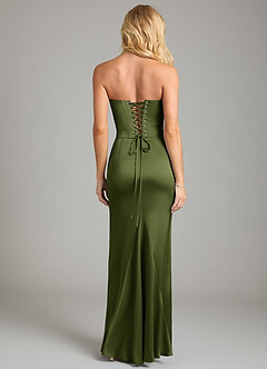 Azazie Sorrel Bridesmaid Dresses Olive Mermaid Strapless Stretch Satin Convertible Dress image2