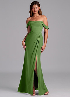 Azazie Johana Jurken voor bruidsmeisjes Converteerbaar Jurk van Chiffon met Zeemeermin Off the Shoulder Basilicum image7