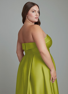 Azazie Lucienne Bridesmaid Dresses Lemongrass A-Line Strapless Stretch Satin Convertible Dress image10