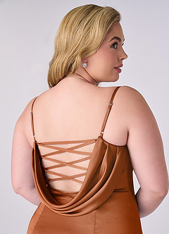 Barbie ♥ Azazie Bridesmaid Dresses Copper Mermaid Corset Stretch Satin Dress image8