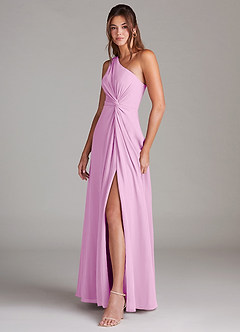 Azazie Brooke Jurken voor bruidsmeisjes Jurk van Chiffon met A-Lijn One-Shoulder Snoep Roze image5
