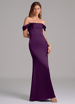 Azazie Miley Bridesmaid Dresses Grape Mermaid Off the Shoulder Stretch Satin Convertible Dress image1
