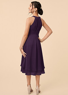 Azazie Linna Junior Plum A-Line Pleated Chiffon Dress image4