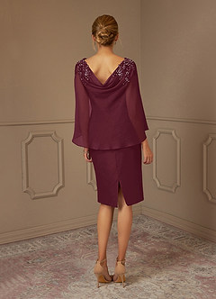 Azazie Carmela Mother of the Bride Dresses Cabernet Sheath Lace Chiffon Dress image8