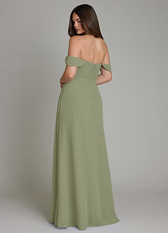 Azazie Ezria Bridesmaid Dresses Pistachio A-Line Off the Shoulder Chiffon Dress image6
