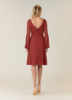Azazie Teraso Mother of the Bride Dresses Rust A-Line Pleated Mesh Dress image2