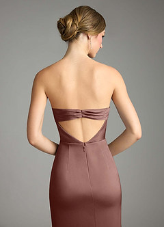 Azazie Leonis Bridesmaid Dresses Espresso Mermaid Pleated Stretch Satin Convertible Dress image7