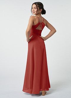 Azazie Avelina Junior Terracotta A-Line Pleated Chiffon Dress image5