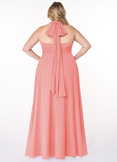 Azazie Fifi Robes de demoiselle d'honneur Robe Trapèze Convertible en Mousseline de soie Sans bretelle Corail image13