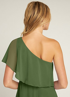 Azazie Lizzy Bridesmaid Dresses Olive A-Line One Shoulder Chiffon Dress image3