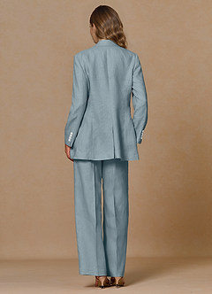 front Belicia Azul Polvoriento Traje de dos piezas 100% lino