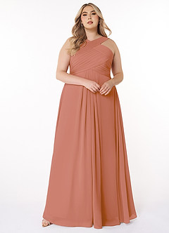 Azazie Kaleigh Bridesmaid Dresses MAI TAI A-Line Pleated Chiffon Dress image7