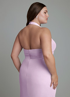 Azazie Jemma Bridesmaid Dresses Frosted Lilac Sheath Pleated Chiffon Dress image8