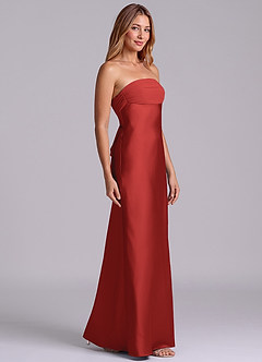 Azazie Ailanie Brudtärnklänningar Klä av Tubklänning i Stretch Satin Axelbandslös Granatäpple image4