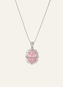 front Set di orecchini e collana con pietre preziose rosa.