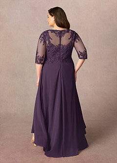 Azazie Monza Mother of the Bride Dresses Plum A-Line Lace Chiffon Dress image9
